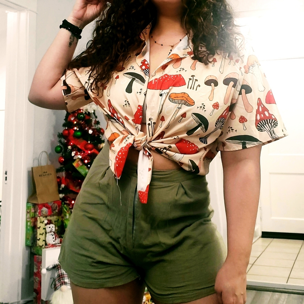 Mushrooms graphic blouse